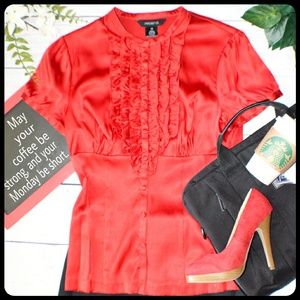 Arden B. Red silk blouse